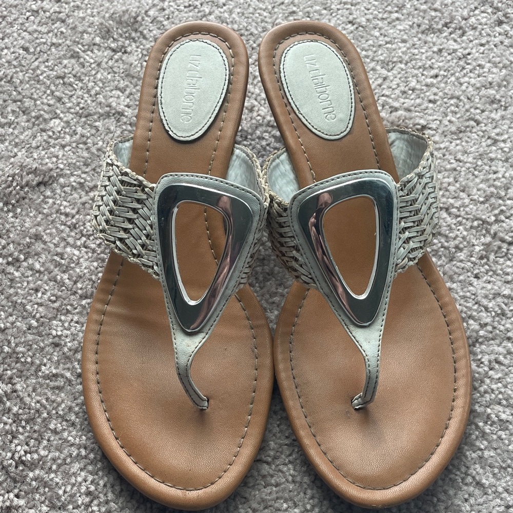 Lucky Brand Silver and Tan Women's Sandals